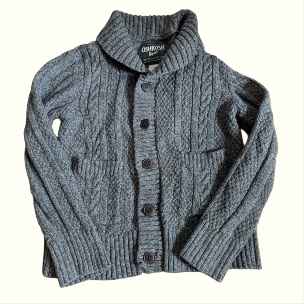 Oshkosh Classic Cable Knit Button Down Warm Grandpa Cardigan Sweater